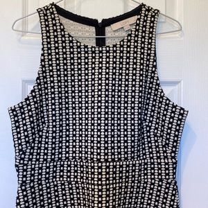 Ann Taylor Loft Black Cream Pattern Dress